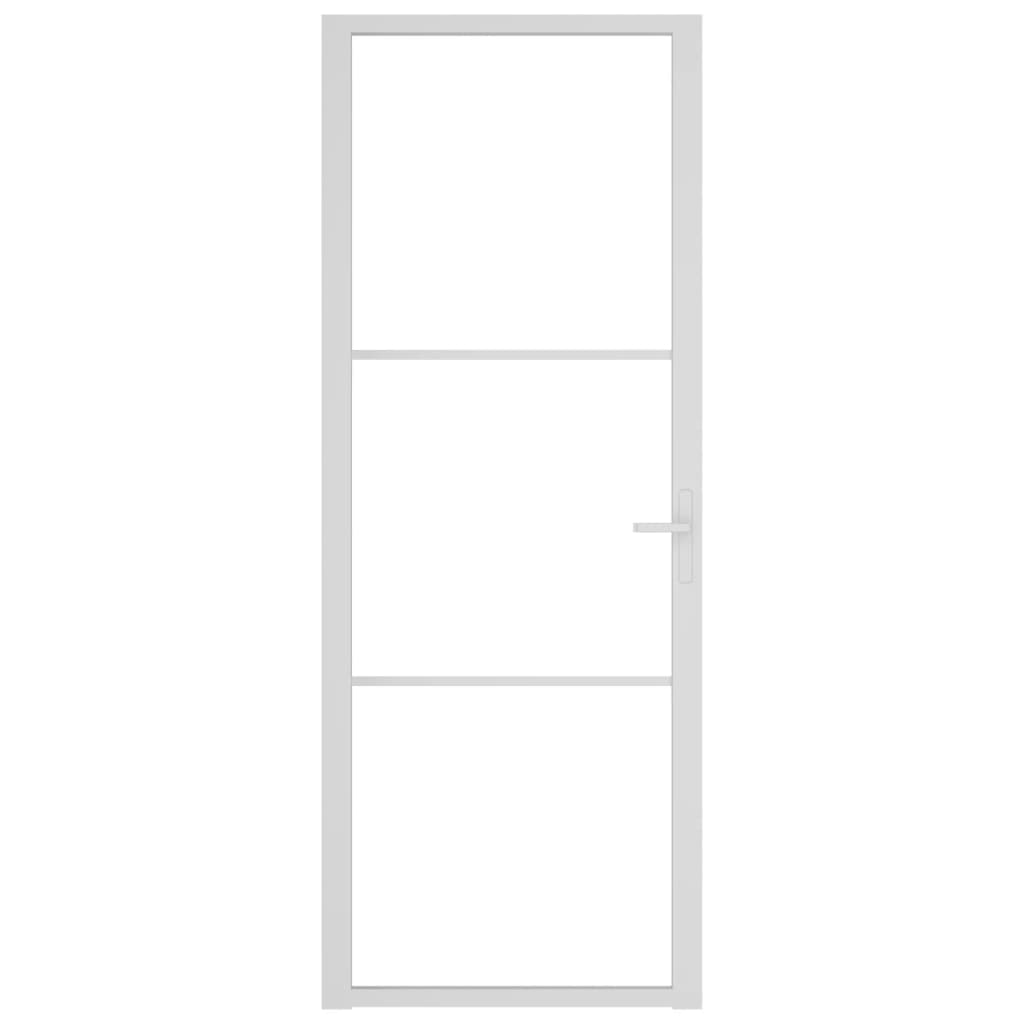 vidaXL Interiérové dveře 76 x 201,5 cm bílé ESG sklo a hliník