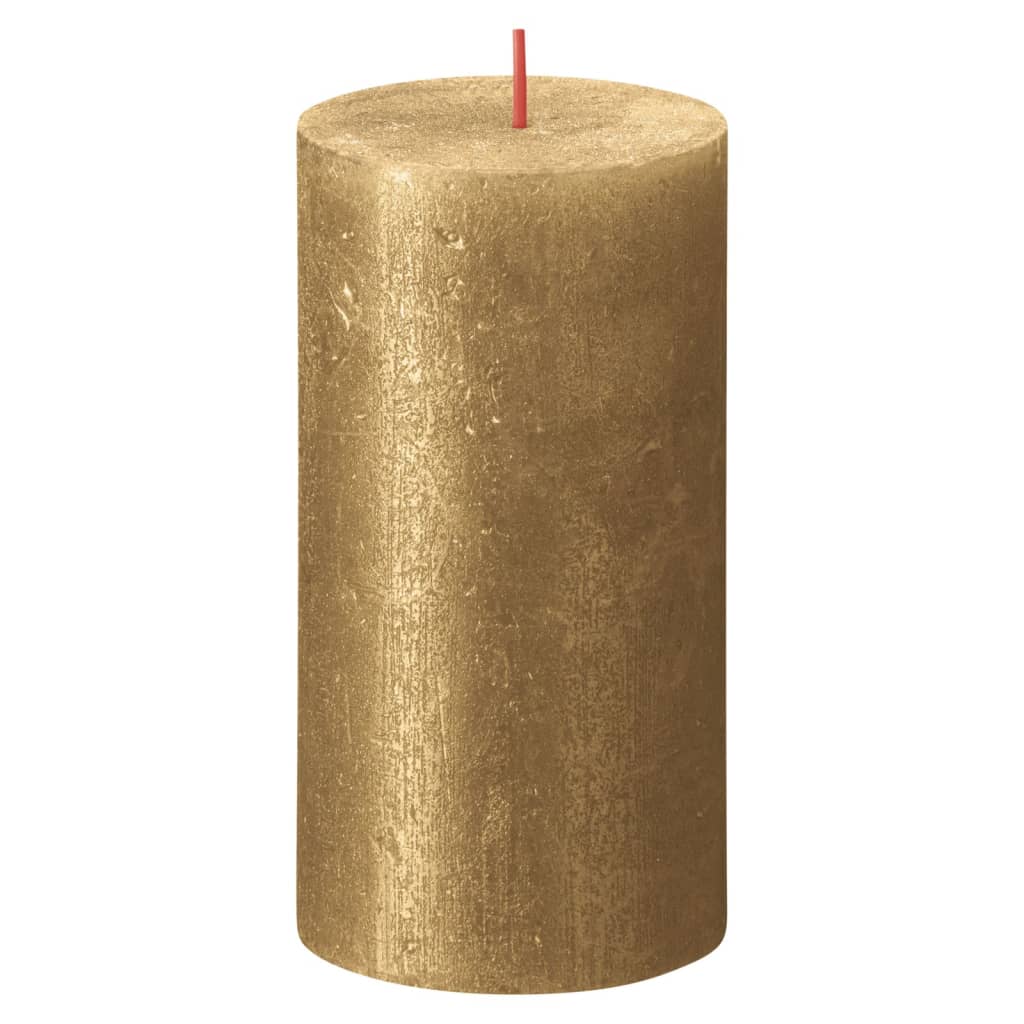Bolsius Rustikální válcová svíčka Shimmer 4 ks 130 x 68 mm zlatá