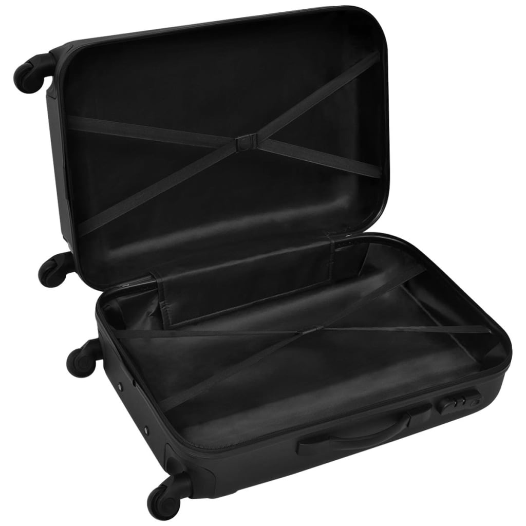 vidaXL Sada tří skořepinových kufrů na kolečkách černá 45,5/55/66 cm