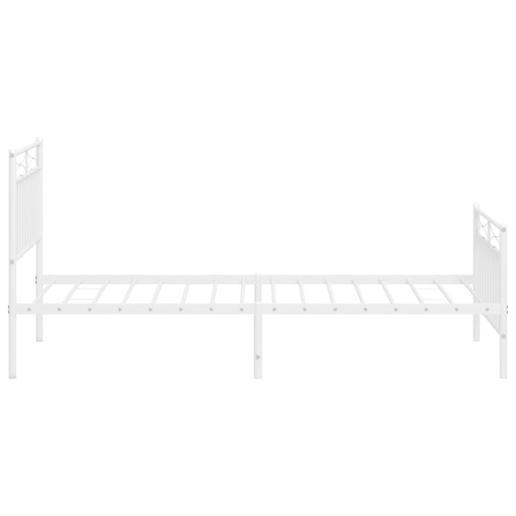 vidaXL Kovový rám postele s hlavovým a nožním čelem bílý 100 x 190 cm