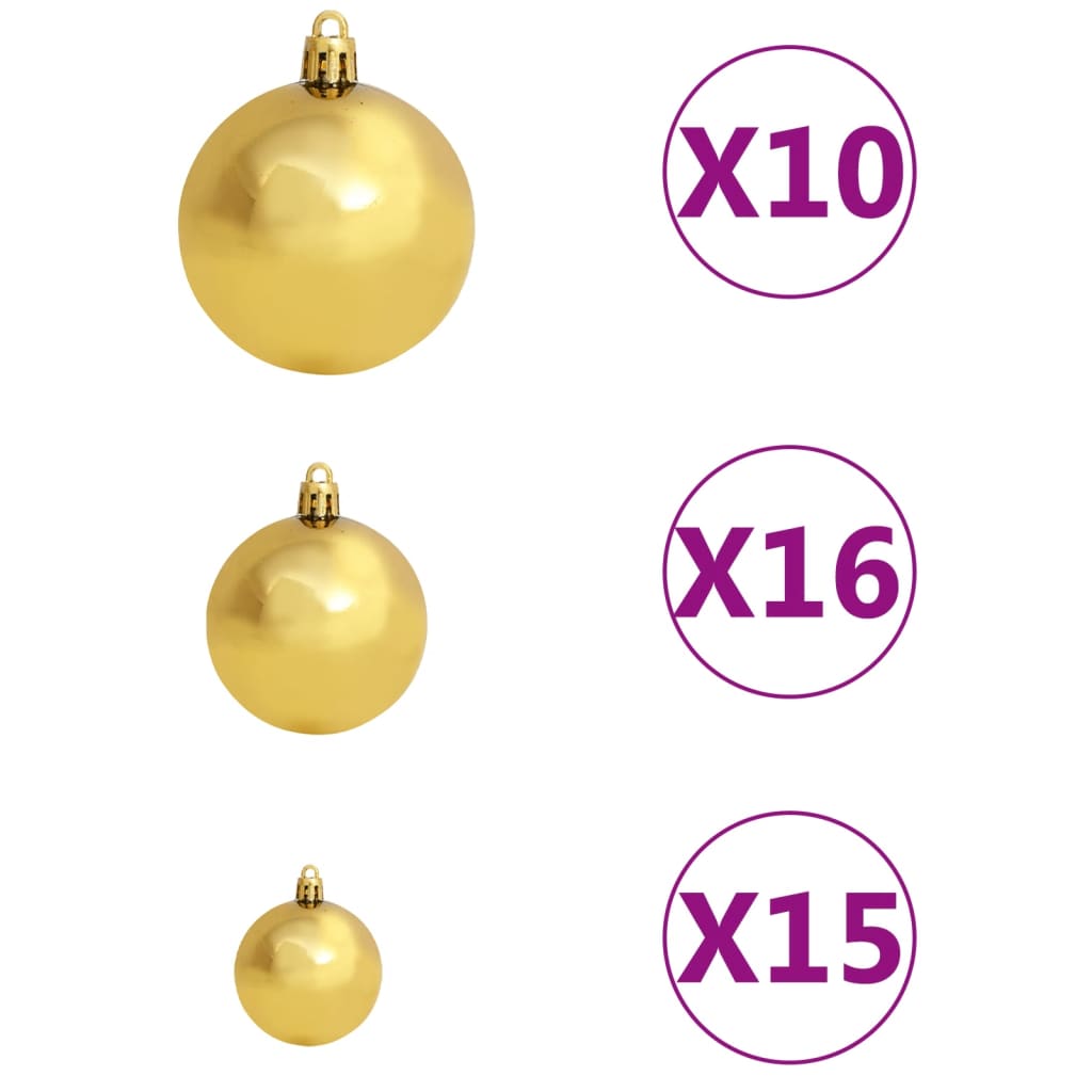 vidaXL Úzký vánoční stromek s 300 LED a koulemi zasněžený 300 cm