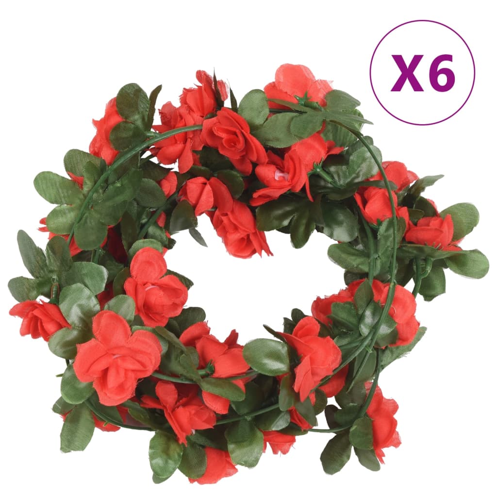 vidaXL Umělé květinové girlandy 6 ks červené 250 cm