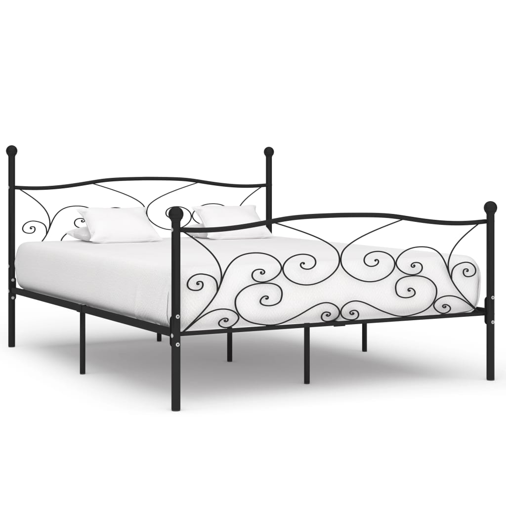 vidaXL Rám postele s laťkovým roštem černý kov 180 x 200 cm