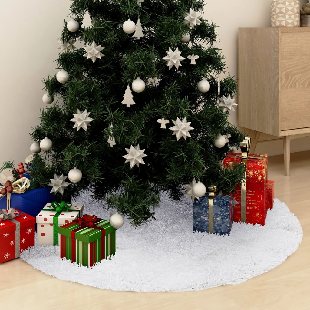 vidaXL Podložka pod vánoční stromek bílá 150 cm umělá kůže