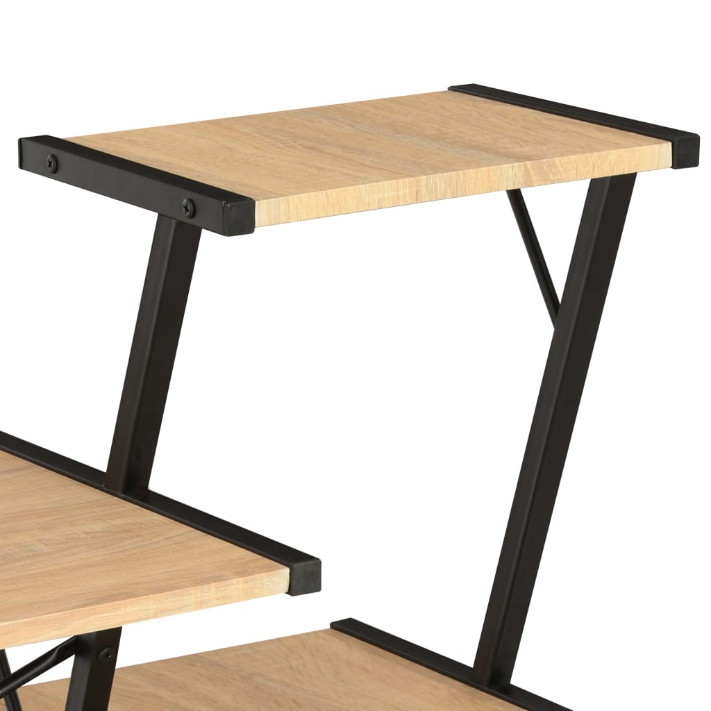 vidaXL Psací stůl s poličkami černý a dubový odstín 116 x 50 x 93 cm