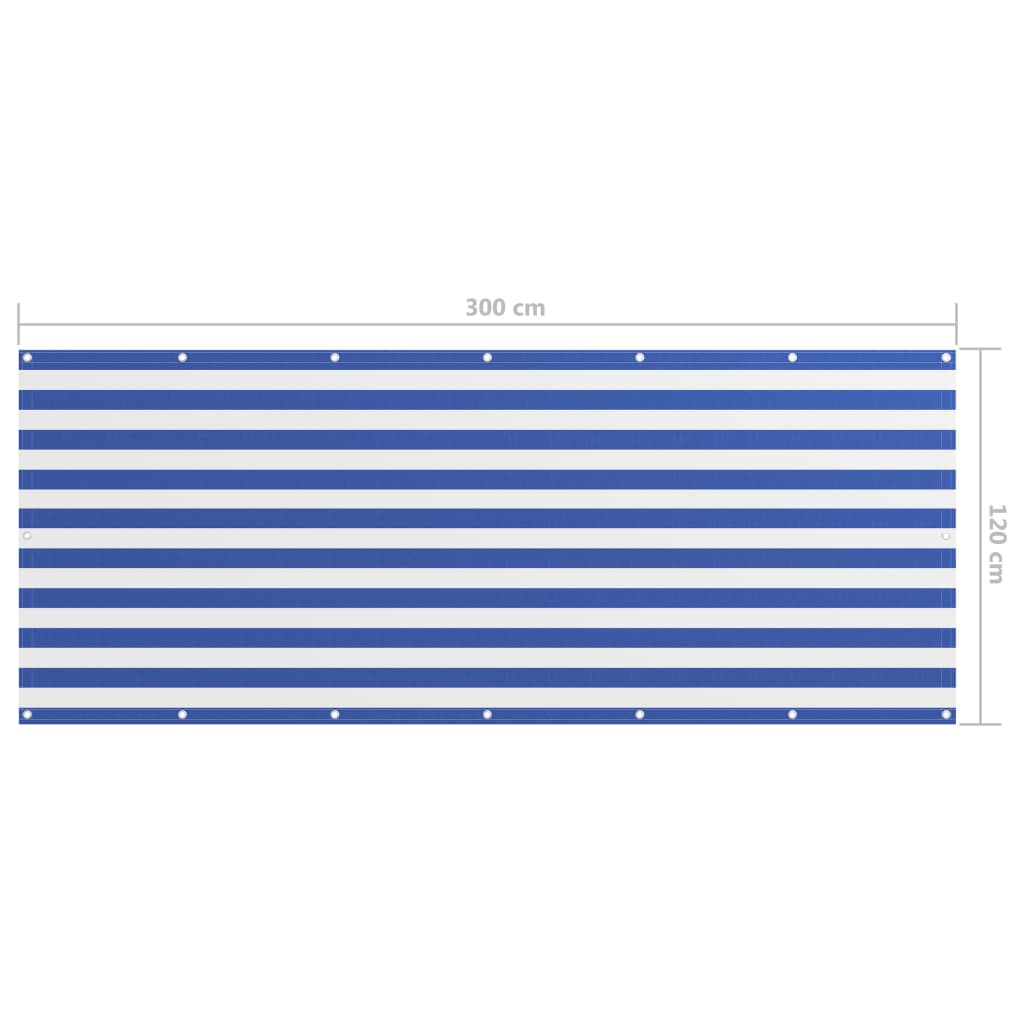 vidaXL Balkónová zástěna bílo-modrá 120 x 300 cm oxfordská látka