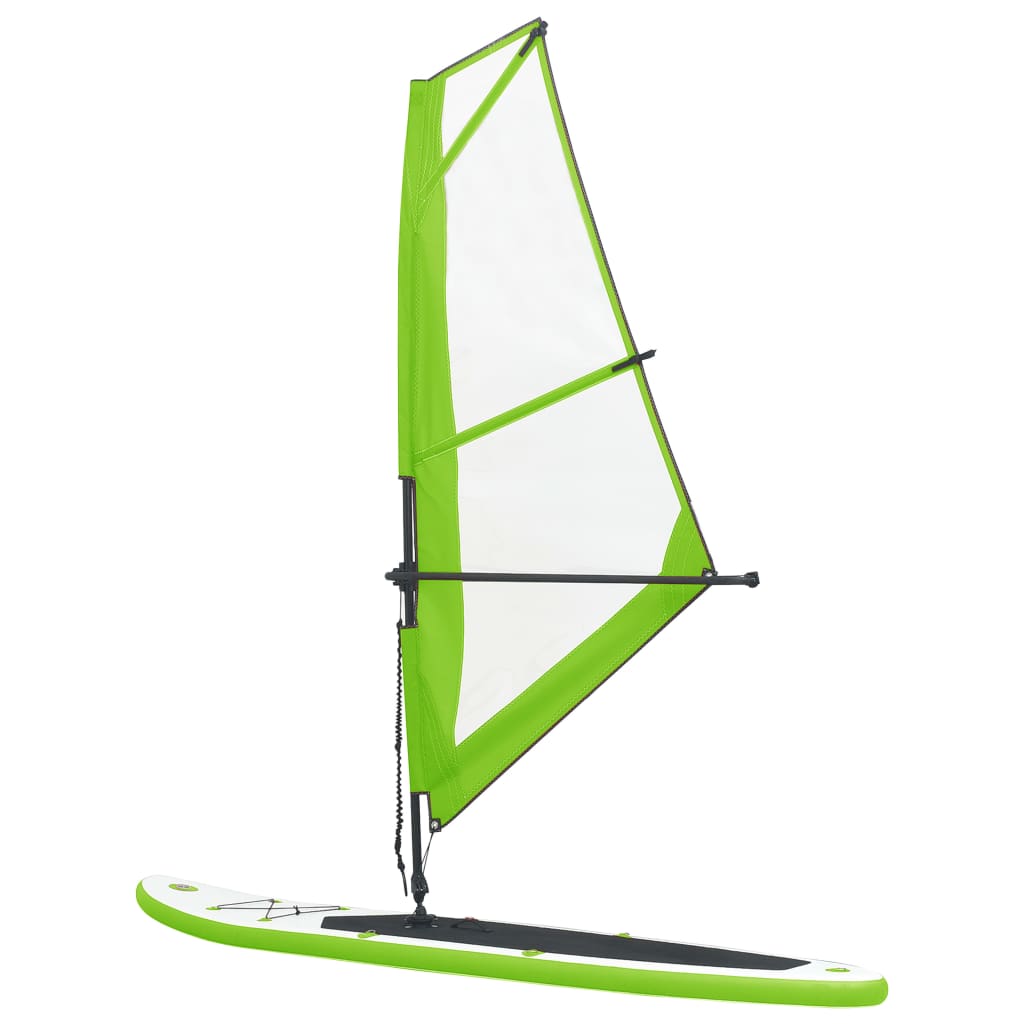 vidaXL Nafukovací Stand Up Paddleboard s plachtou zeleno-bílý