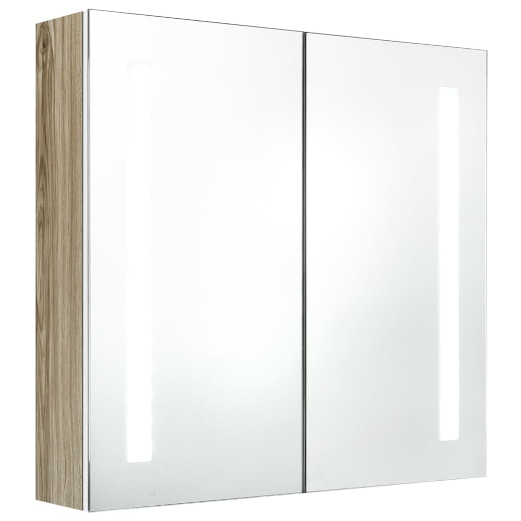 vidaXL LED koupelnová skříňka se zrcadlem bílá a dub 62 x 14 x 60 cm