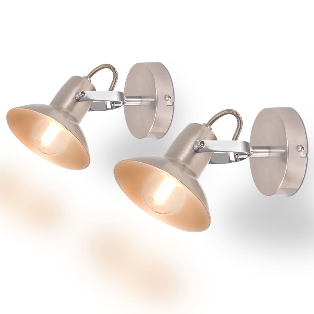vidaXL Nástěnná lampa, 2 ks, na 2 žárovky E14, stříbrná