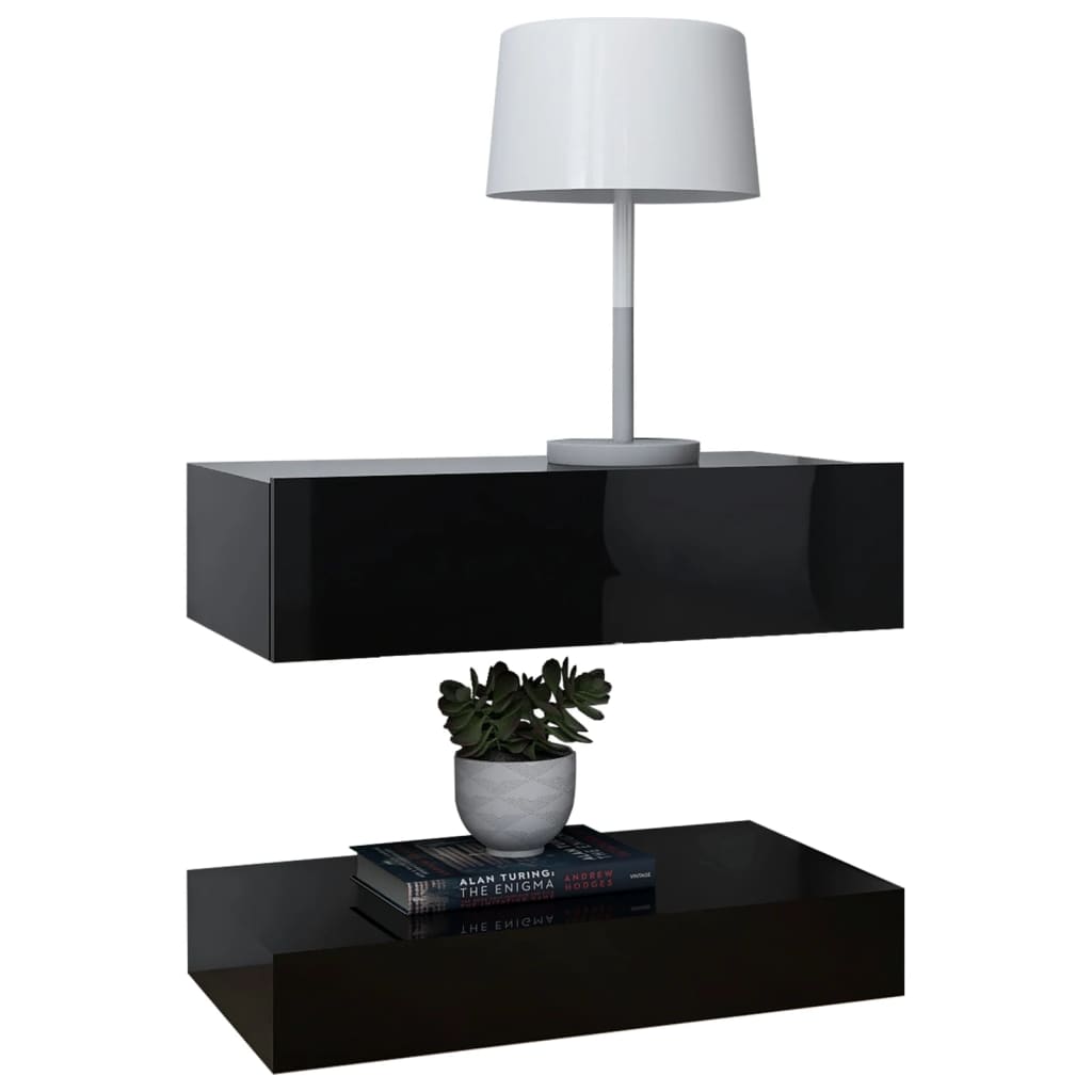 vidaXL Noční stolek černý s vysokým leskem 60 x 35 cm dřevotříska