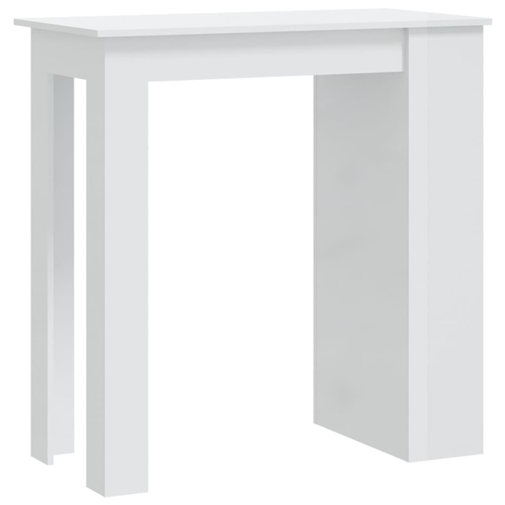 vidaXL Barový stůl s úložným regálem bílý vysoký lesk 102x50x103,5 cm