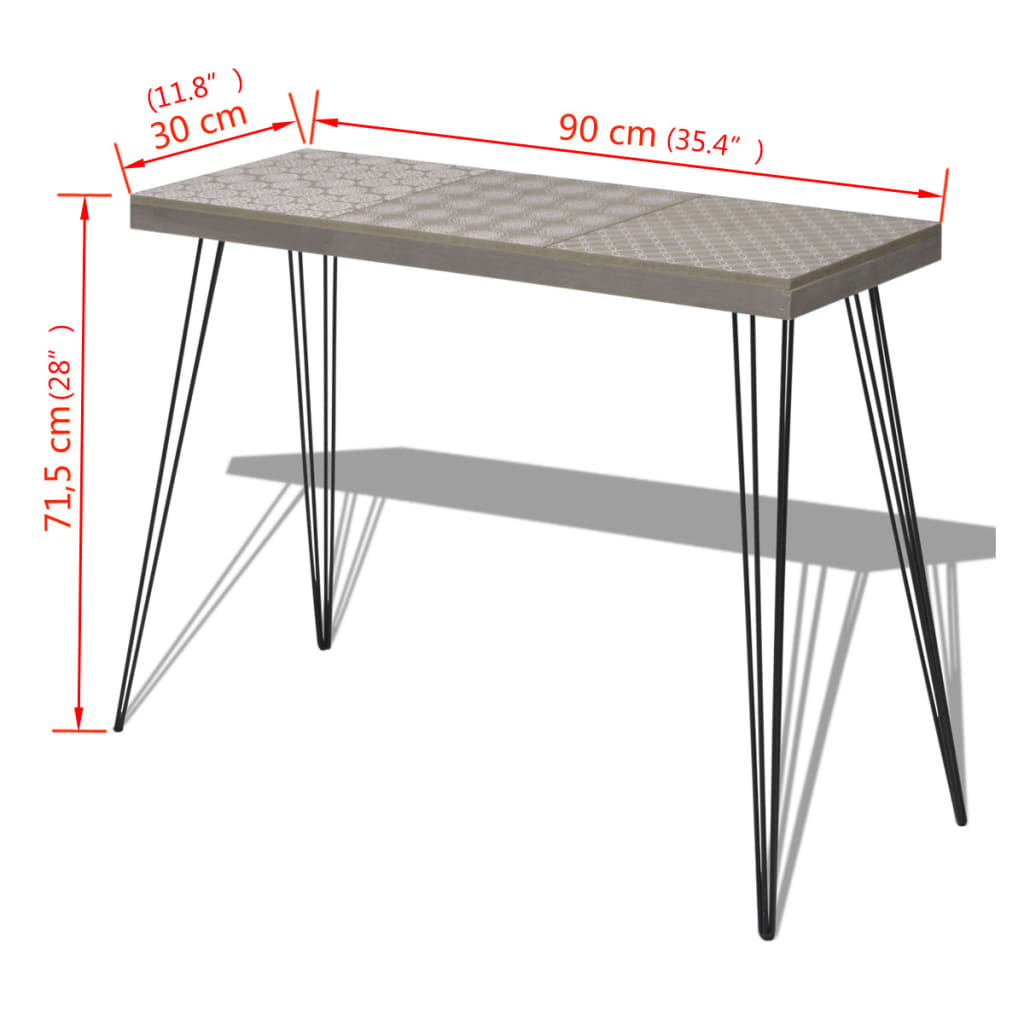 vidaXL Konzolový stolek 90x30x71,5 cm, šedý