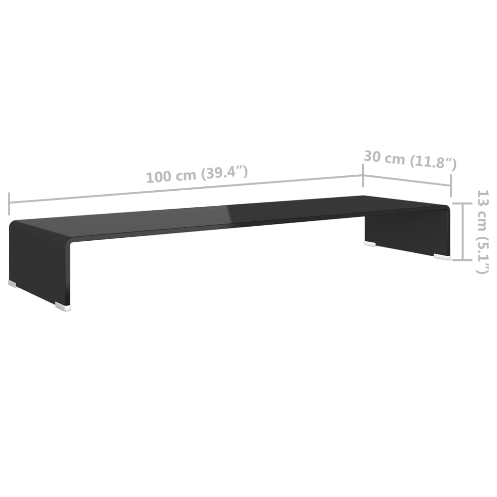 vidaXL TV stolek / podstavec na monitor sklo černý 100x30x13 cm