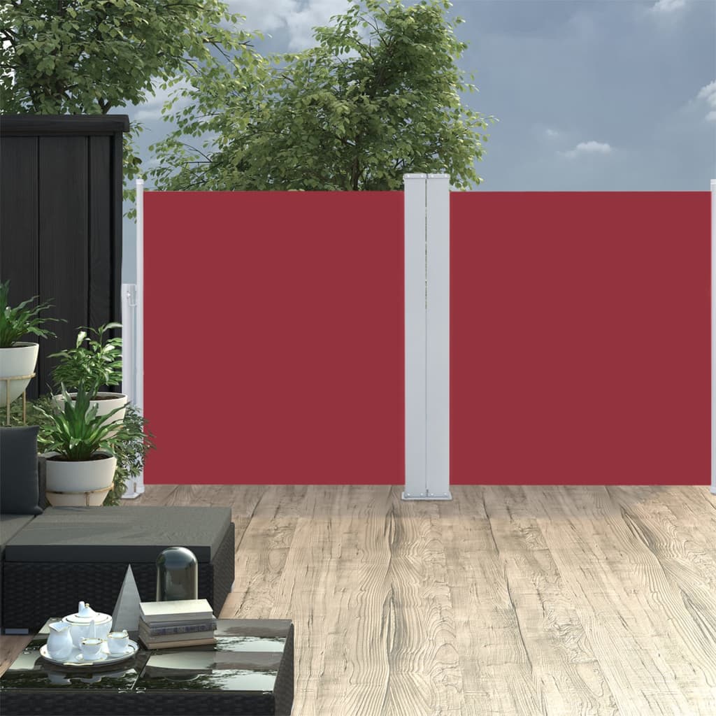vidaXL Zatahovací boční markýza / zástěna červená 120 x 600 cm