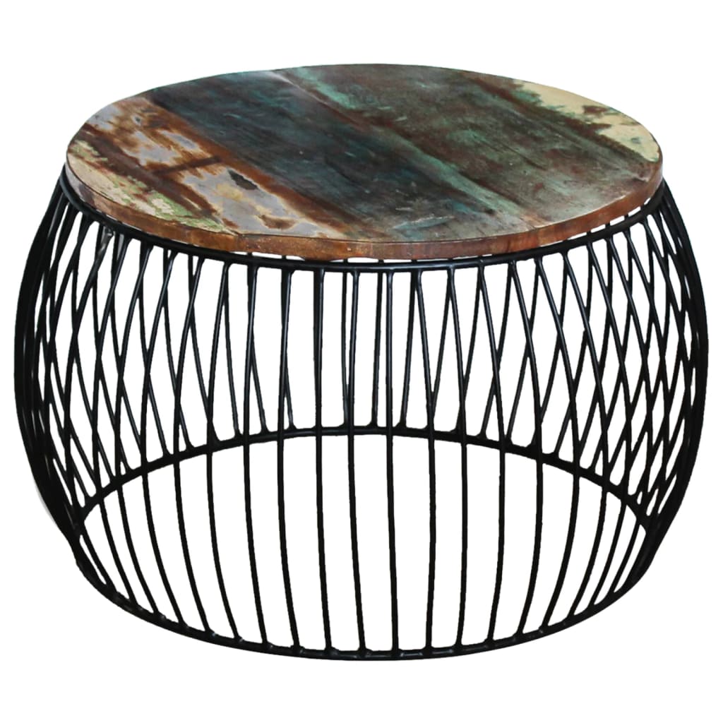 vidaXL Konferenční stolek kulatý masivní recyklované dřevo 68 x 37 cm