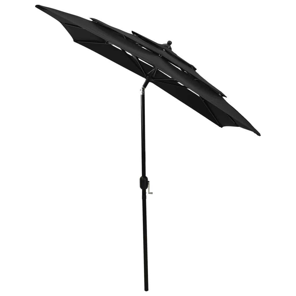 vidaXL 3stupňový slunečník s hliníkovou tyčí černý 2 x 2 m