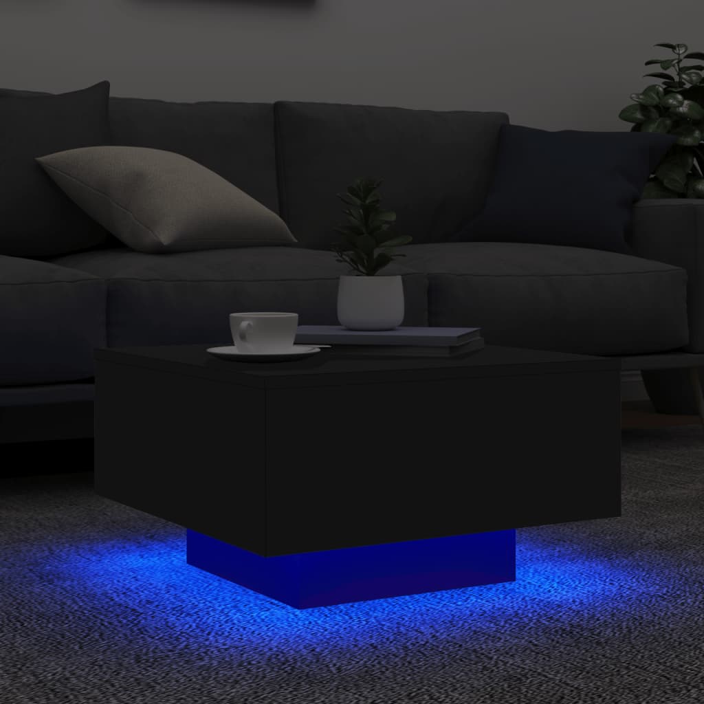 vidaXL Konferenční stolek s LED osvětlením černý 55 x 55 x 31 cm