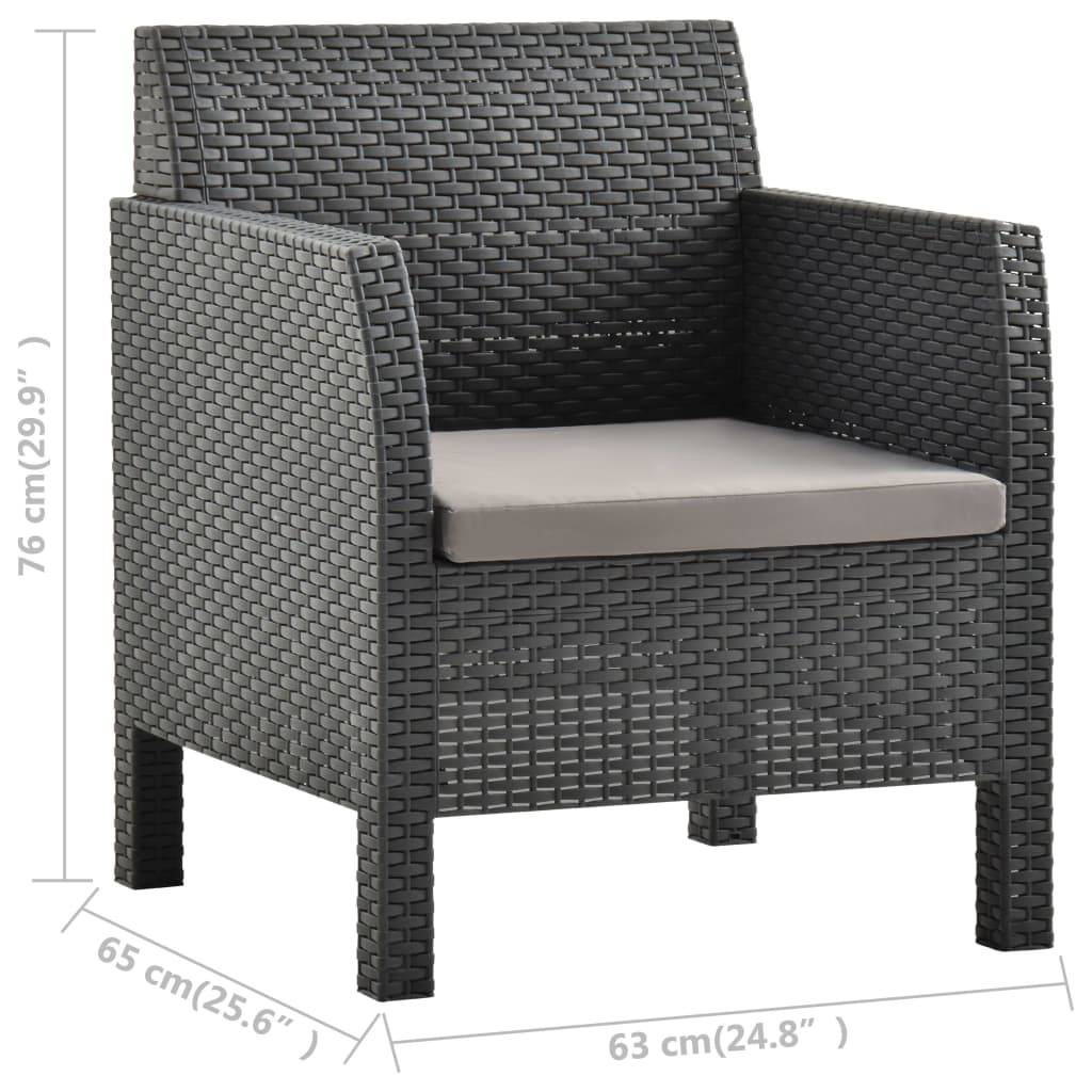vidaXL Zahradní židle s poduškou PP ratan antracitová