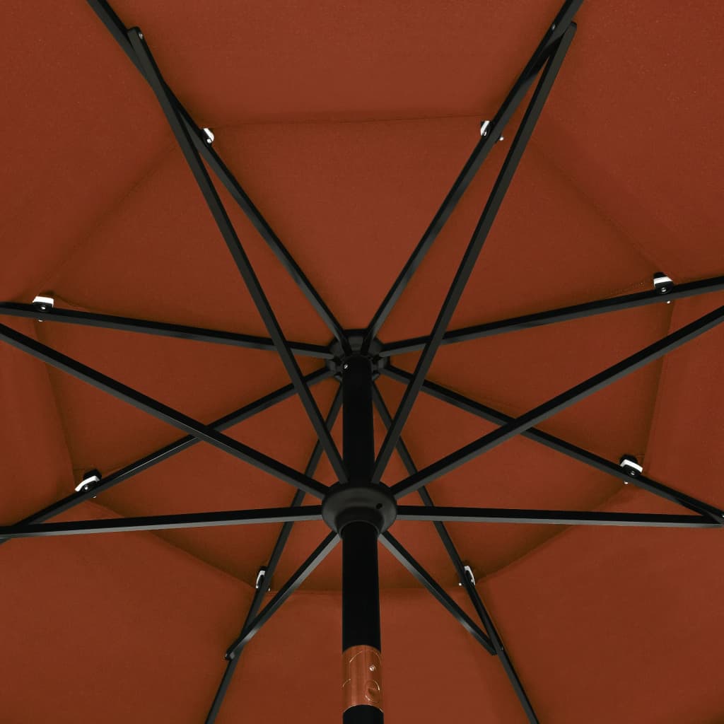 vidaXL 3stupňový slunečník s hliníkovou tyčí terakotový 3,5 m