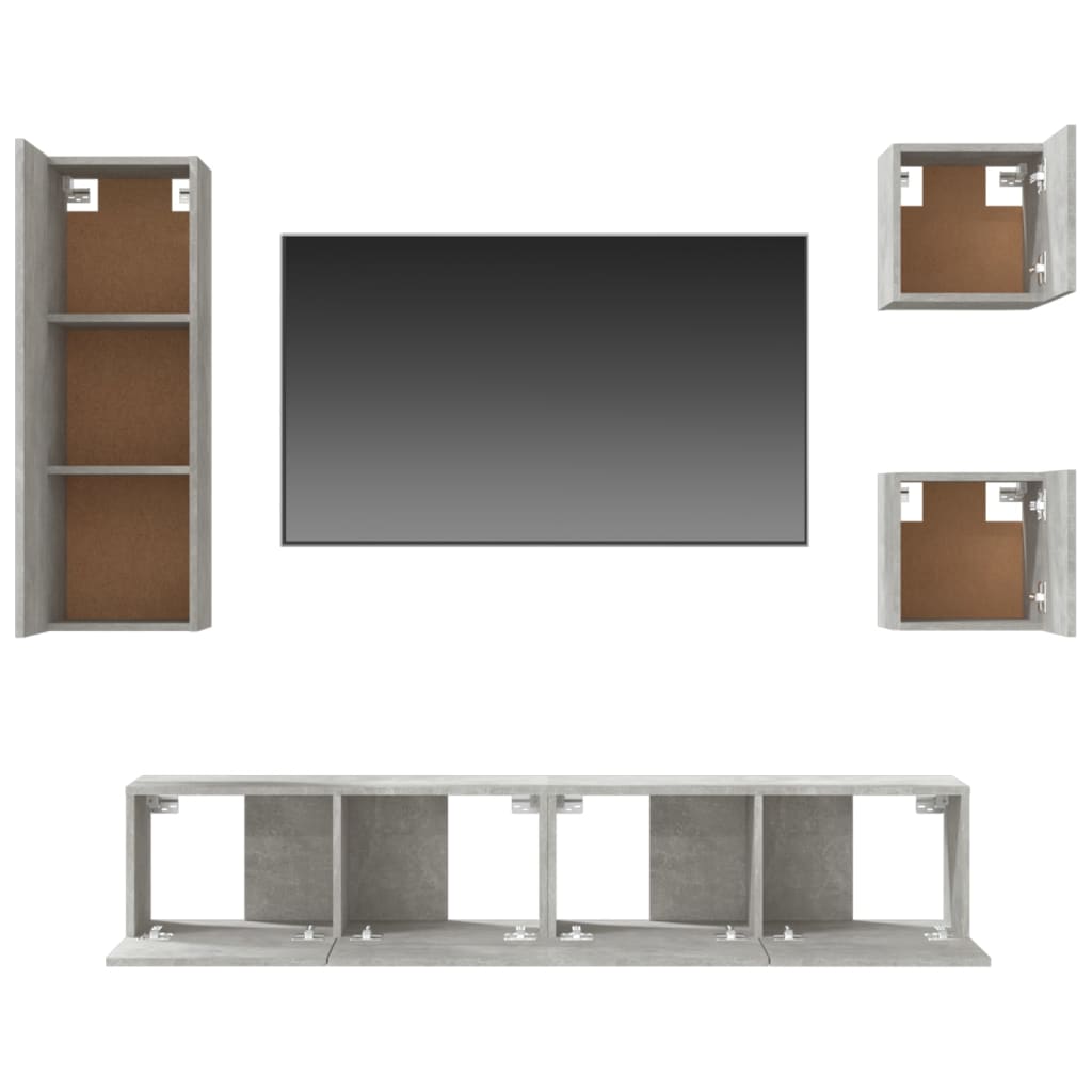 vidaXL 5dílný set TV skříněk betonově šedý kompozitní dřevo