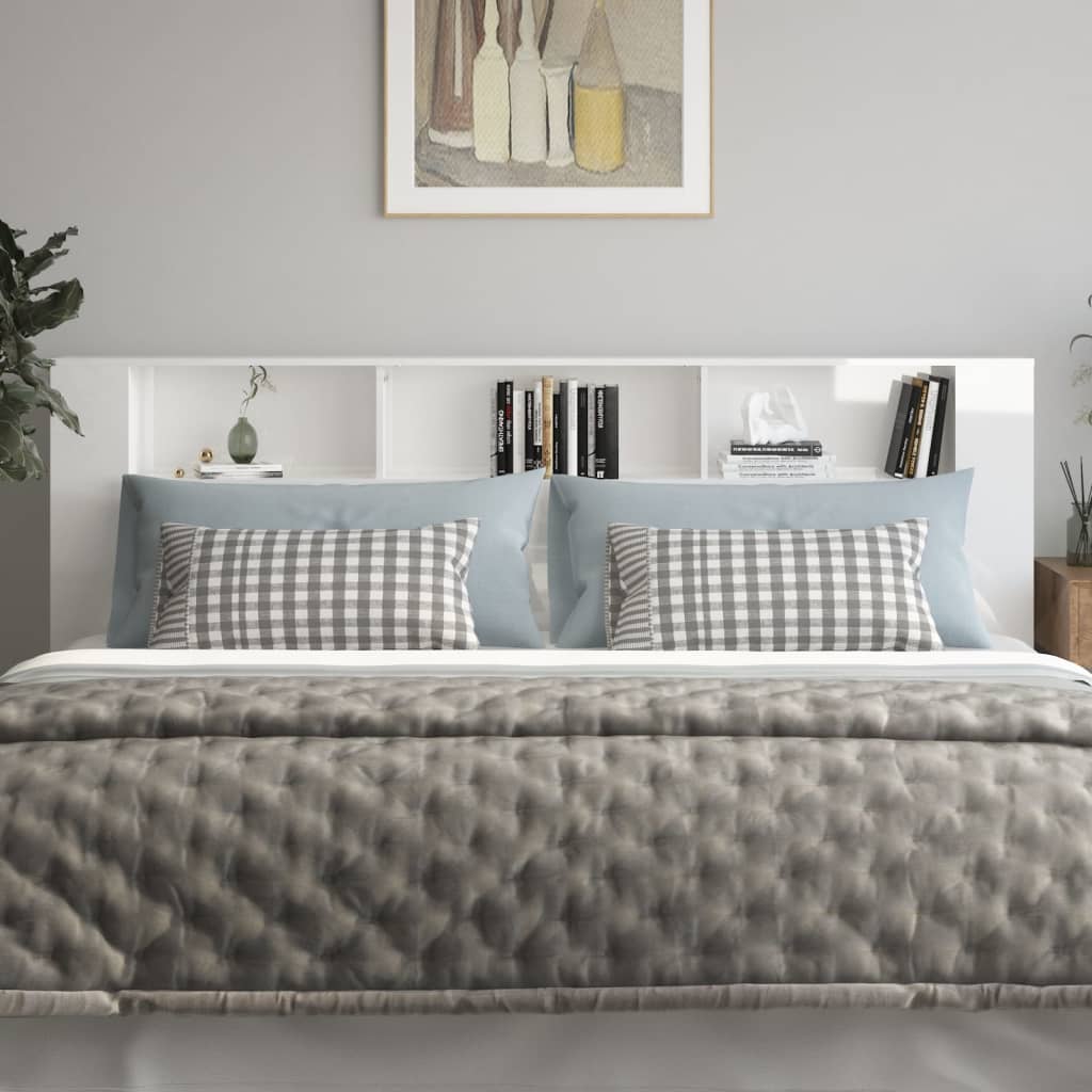 vidaXL Čelo postele s úložným prostorem lesklé bílé 220x18,5x104,5 cm