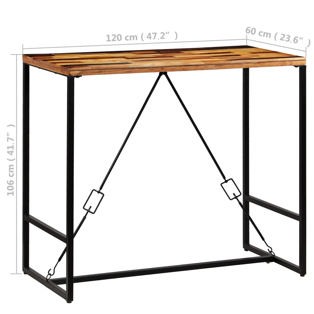 vidaXL Barový stůl masivní recyklované dřevo 120 x 60 x 106 cm