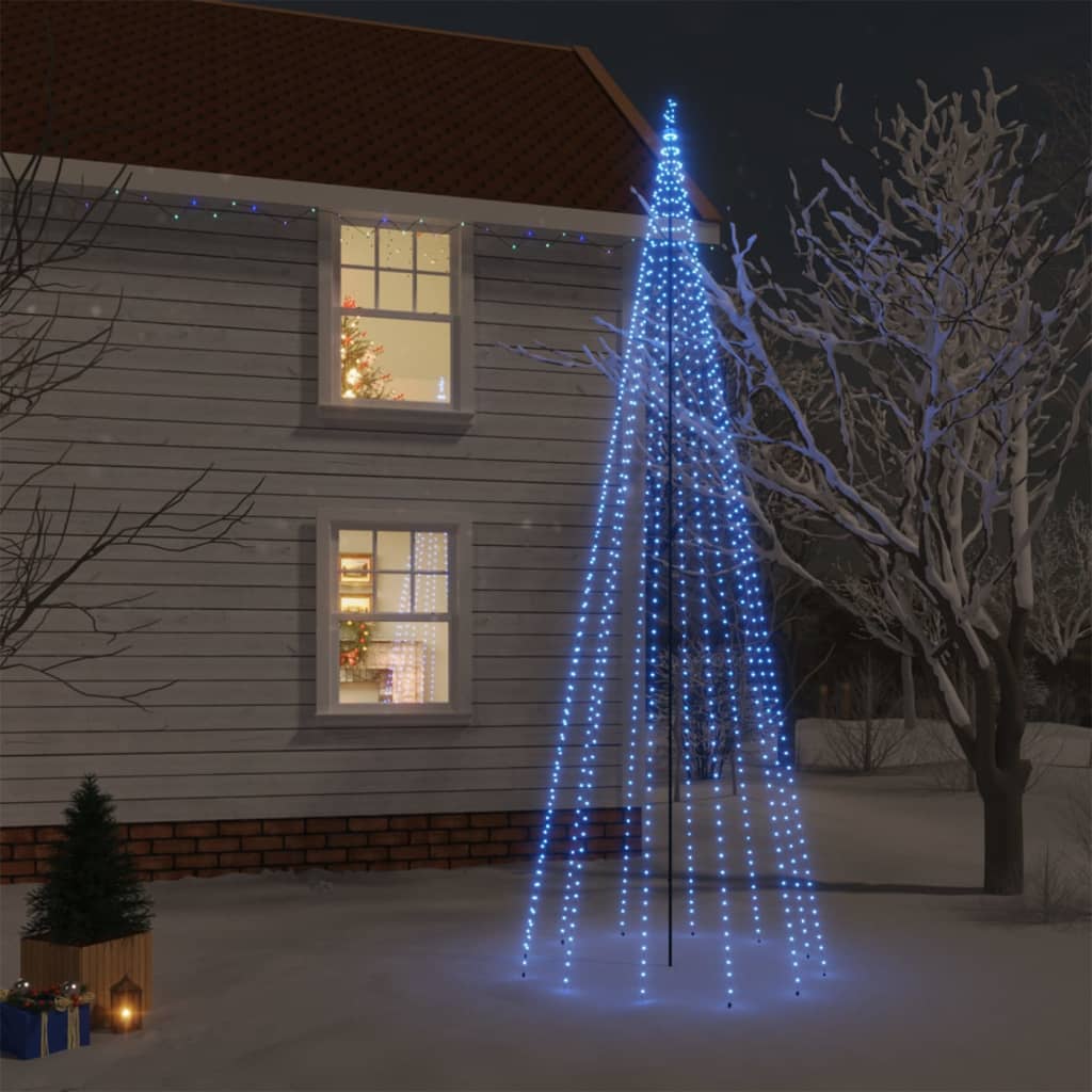 vidaXL Vánoční strom s hrotem 732 modrých LED diod 500 cm