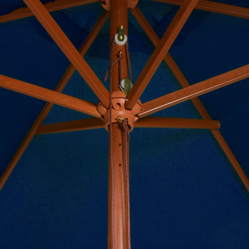 vidaXL Zahradní slunečník s dřevěnou tyčí modrý 200 x 300 cm