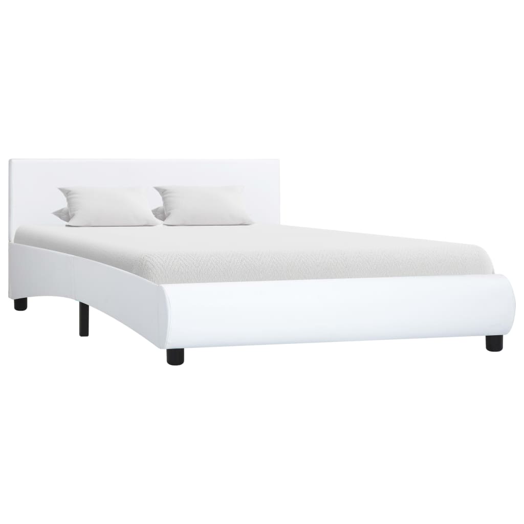 vidaXL Rám postele bílý umělá kůže 140 x 200 cm