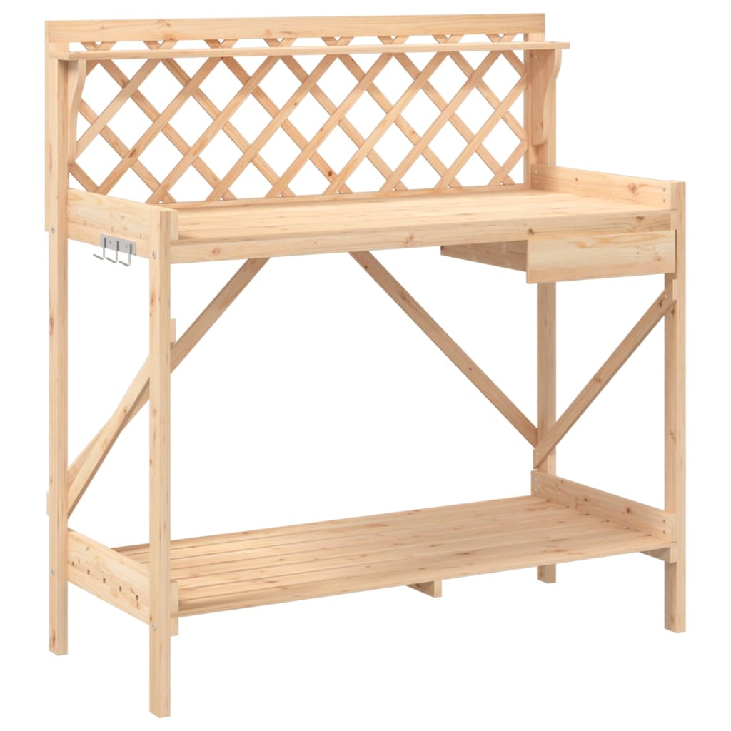 vidaXL Přesazovací stolek s treláží masivní jedlové dřevo