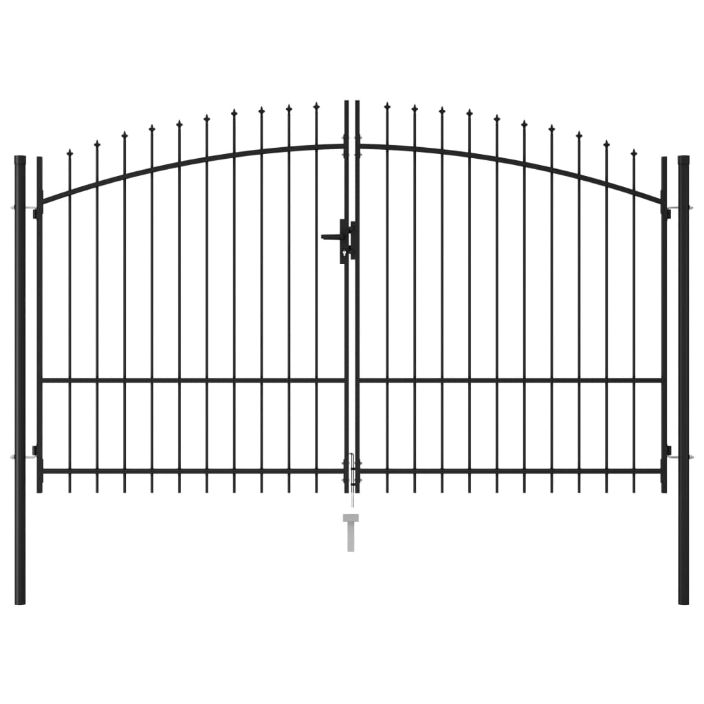 vidaXL Dvoukřídlá zahradní brána s hroty ocelová 3 x 1,75 m černá