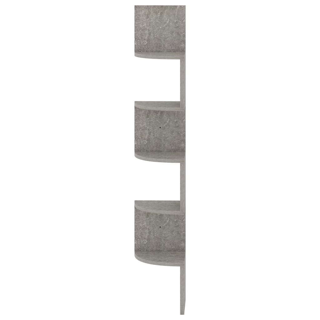 vidaXL Nástěnná rohová police betonově šedá 19 x 19 x 123 cm kompozit