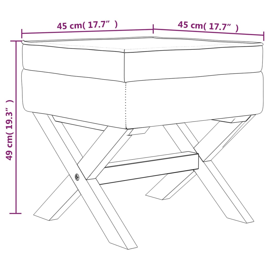 vidaXL Stolička s úložným prostorem světle šedá 45 x 45 x 49 cm samet