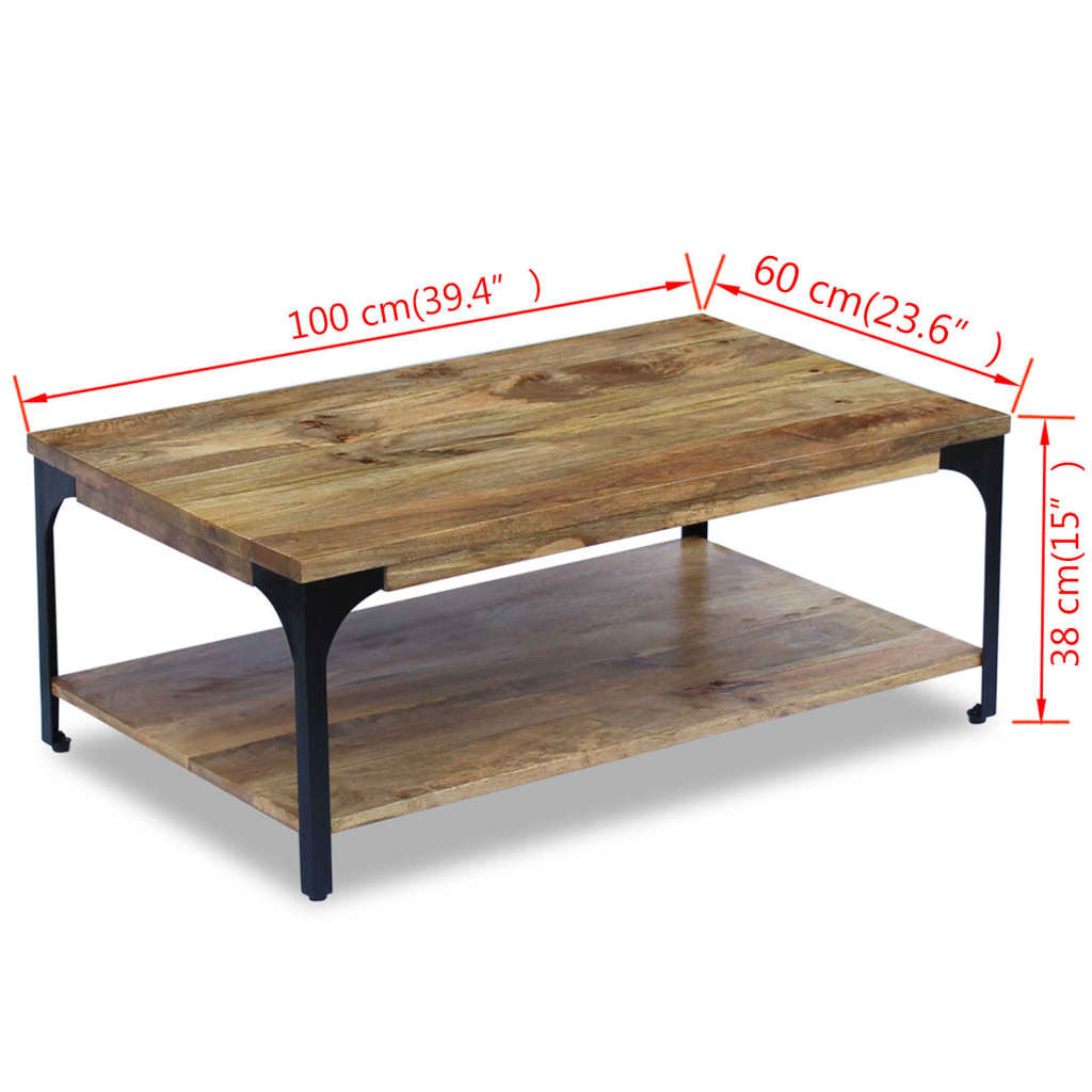 vidaXL Konferenční stolek z mangovníkového dřeva 100x60x38 cm