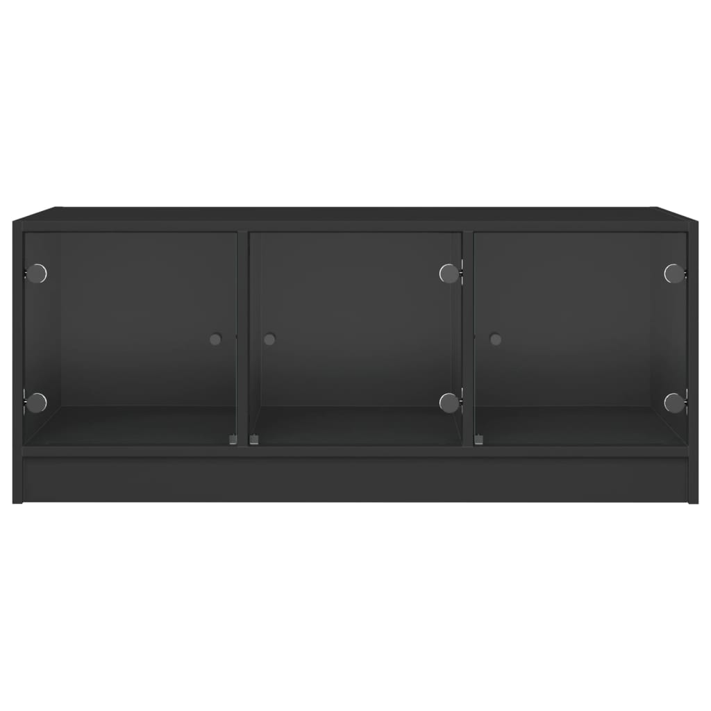 vidaXL Konferenční stolek se skleněnými dvířky černý 102 x 50 x 42 cm
