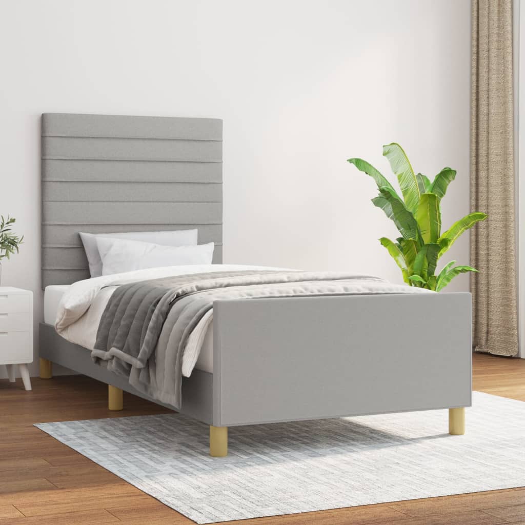 vidaXL Rám postele s čelem světle šedý 80 x 200 cm textil
