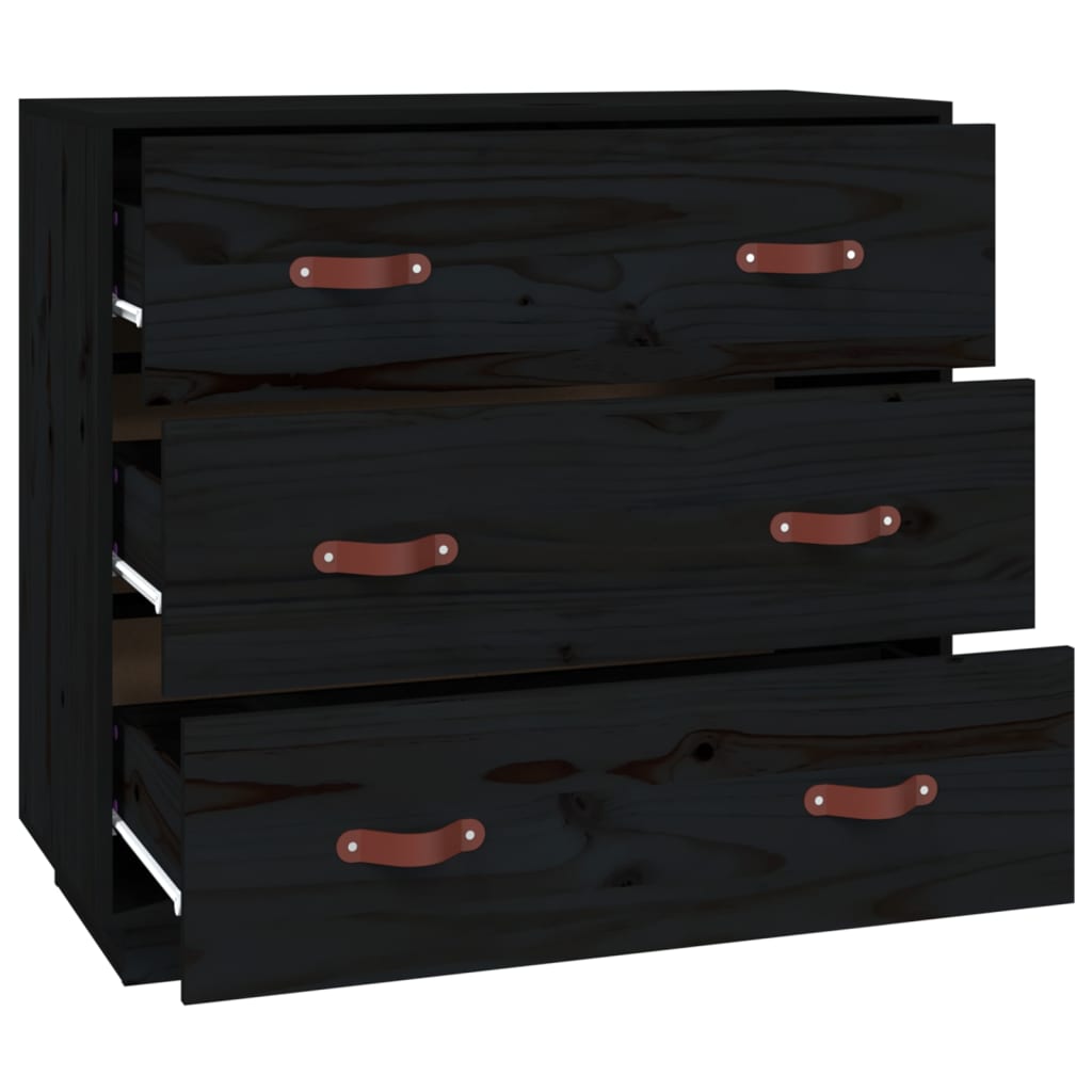 vidaXL Příborník černý 80 x 40 x 75 cm masivní borové dřevo