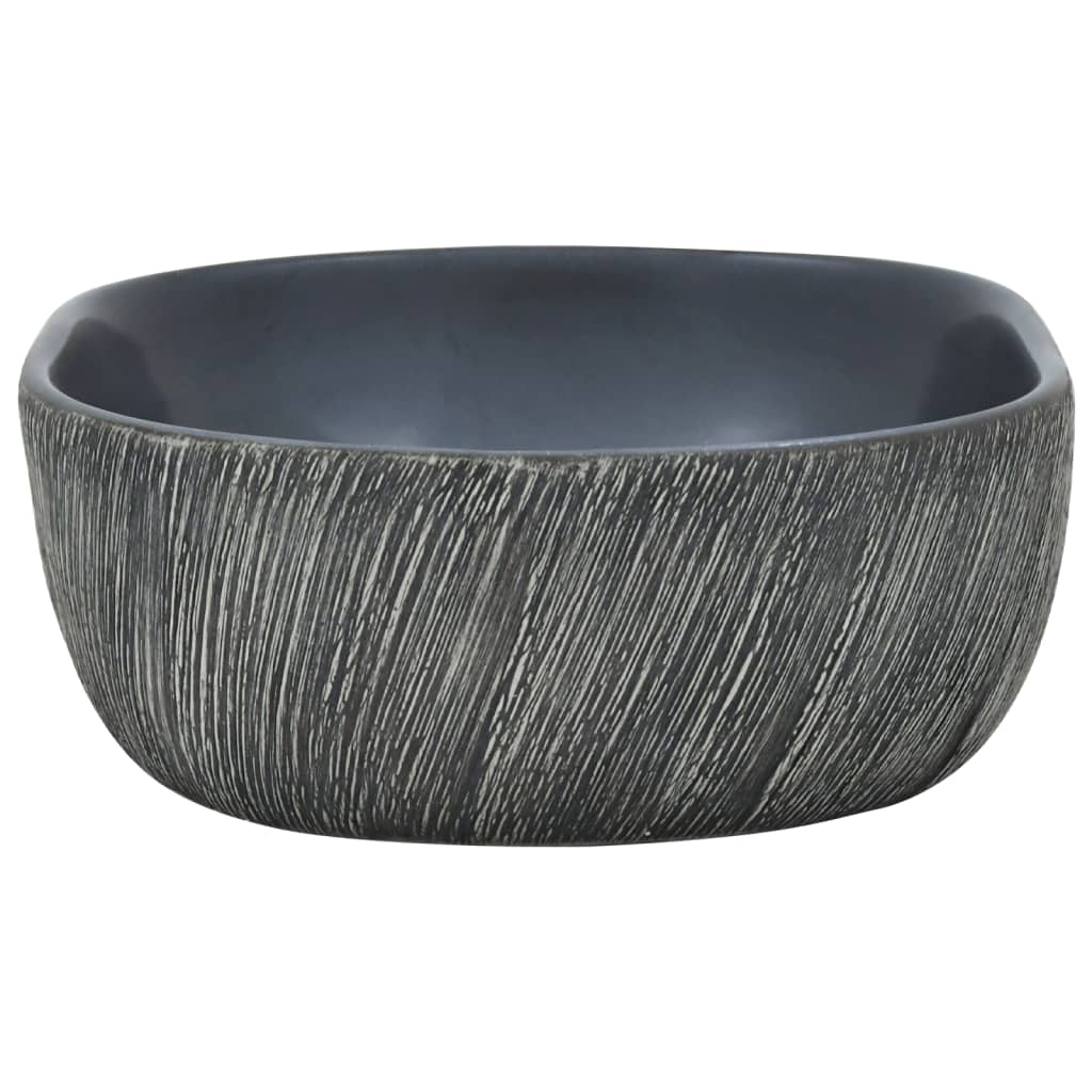vidaXL Umyvadlo na desku černé a šedé oválné 47 x 33 x 13 cm keramika