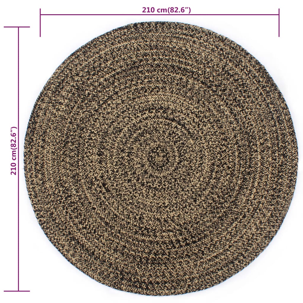 vidaXL Ručně vyrobený koberec juta černohnědý 210 cm