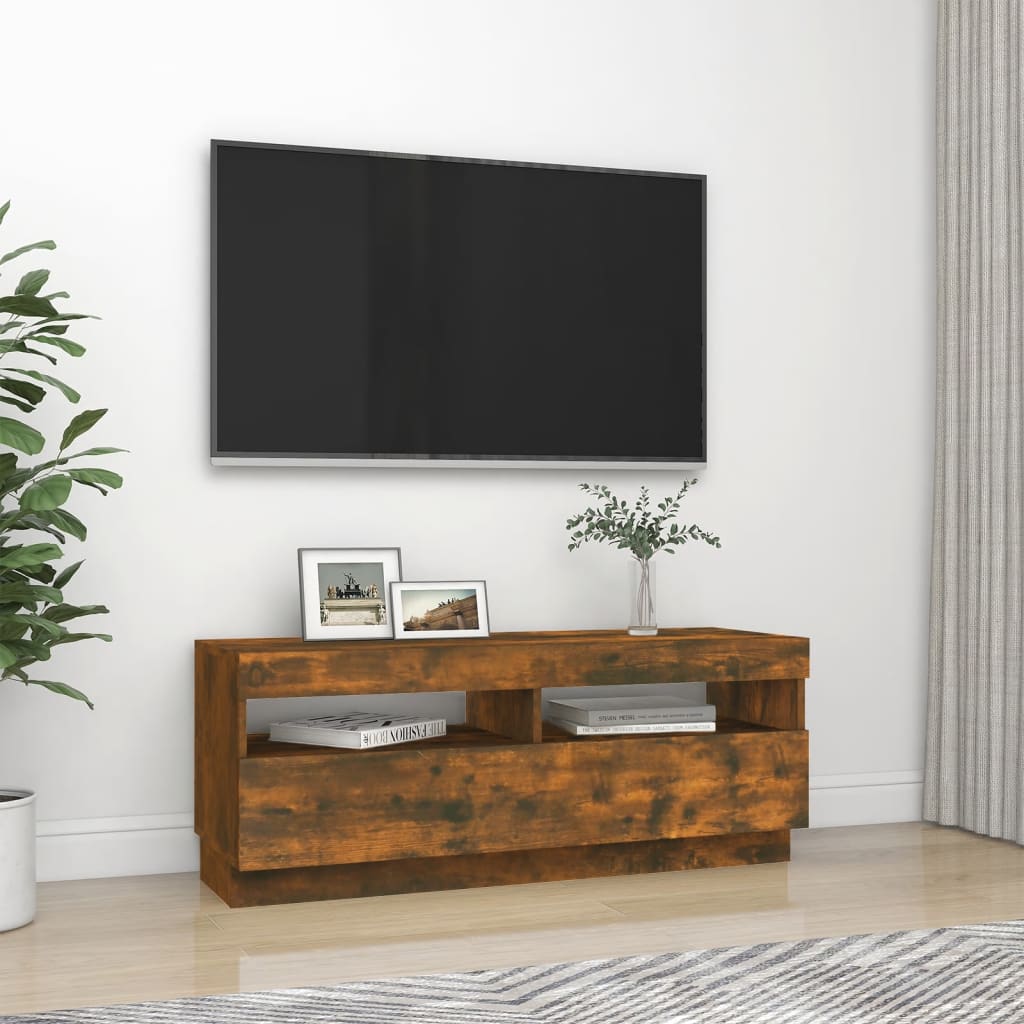 vidaXL TV skříňka s LED osvětlením kouřový dub 100 x 35 x 40 cm