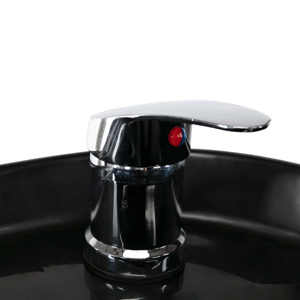vidaXL Kadeřnické křeslo s mycím boxem černé umělá kůže