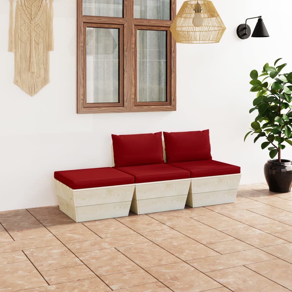 vidaXL 3dílná zahradní sedací souprava z palet podušky smrkové dřevo