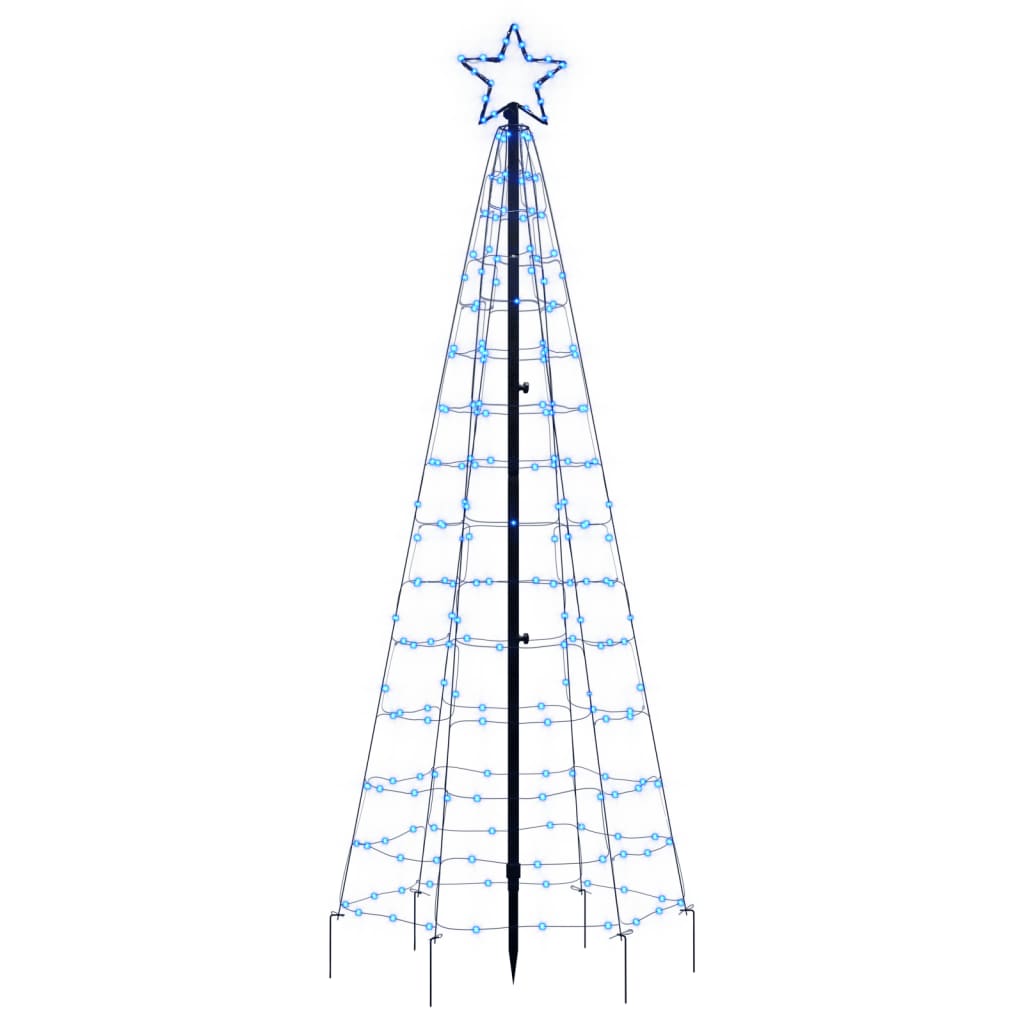 vidaXL Vánoční stromek kužel s hroty 220 modrých LED 180 cm