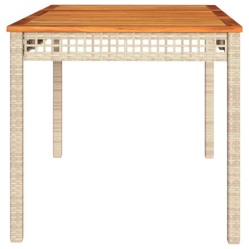 vidaXL Zahradní stůl béžový 140 x 80 x 75 cm polyratan akáciové dřevo