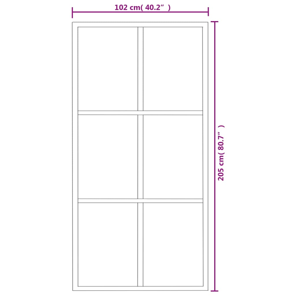 vidaXL Posuvné dveře ESG sklo a hliník 102 x 205 cm černé