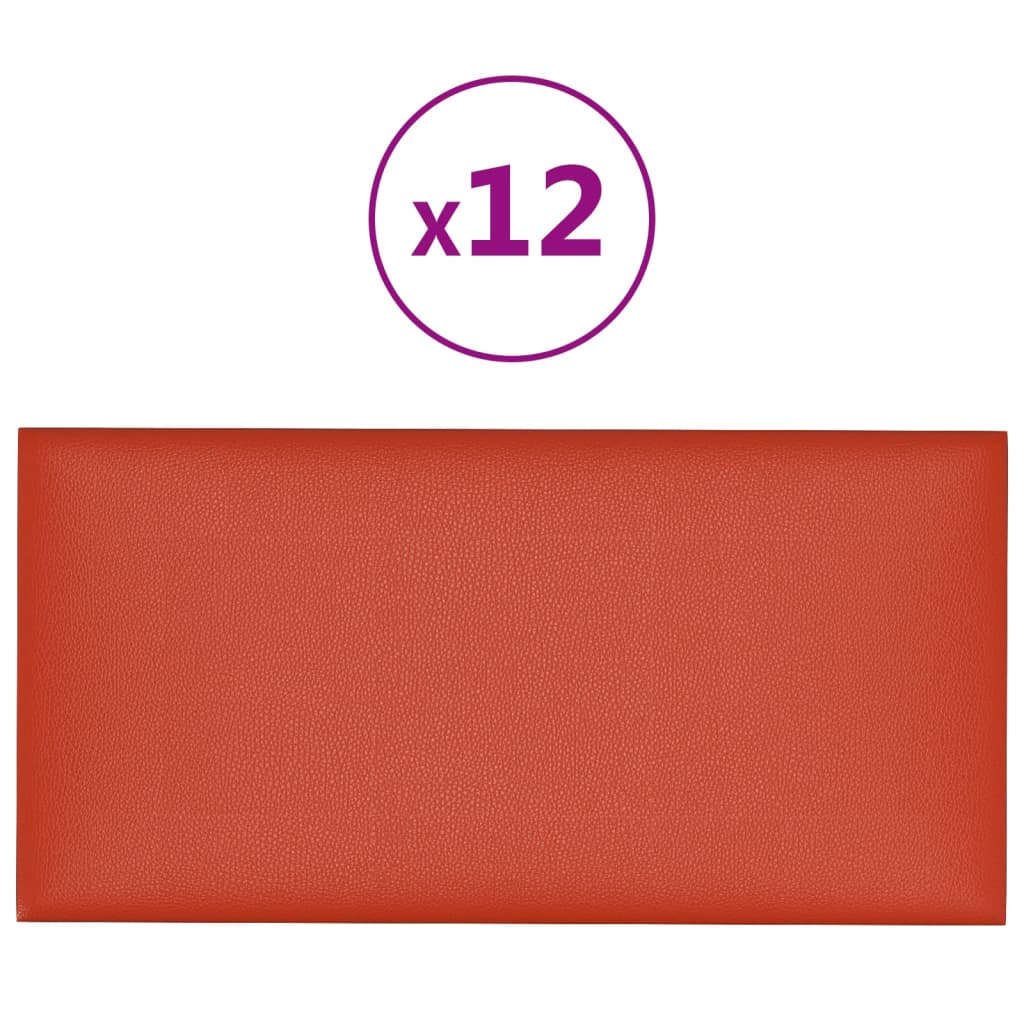 vidaXL Nástěnné panely 12 ks červené 30 x 15 cm umělá kůže 0,54 m²