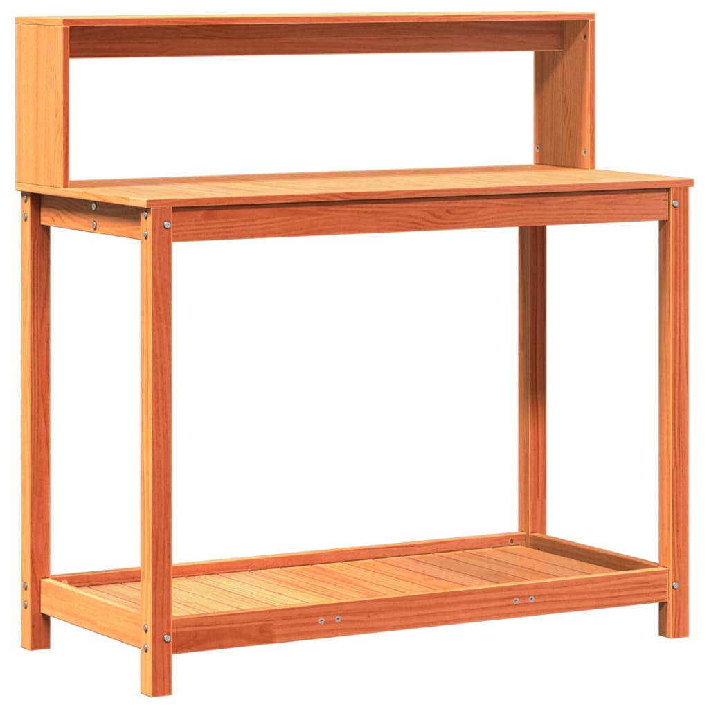 vidaXL Přesazovací stůl s policemi hnědý 108x50x109,5 cm borové dřevo
