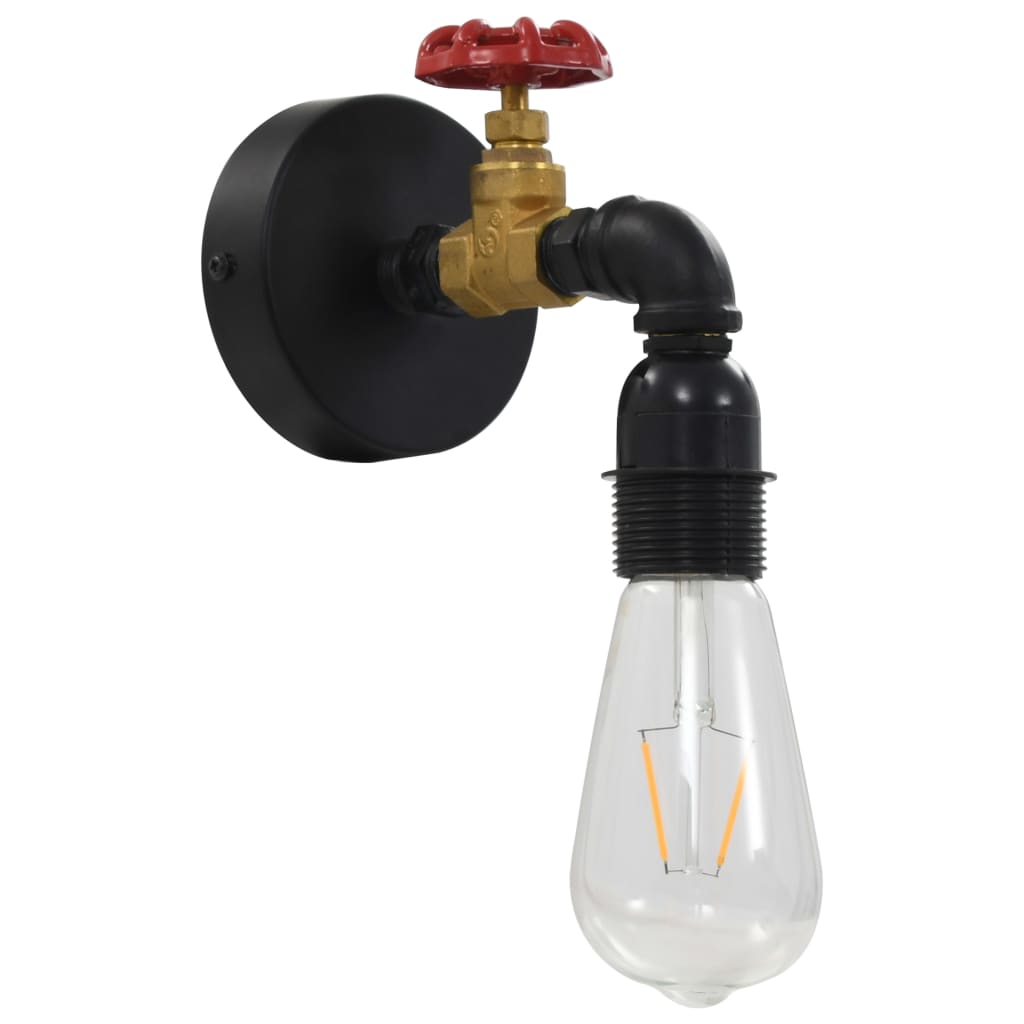 vidaXL Nástěnná lampa design vodovodní kohoutek černá E27
