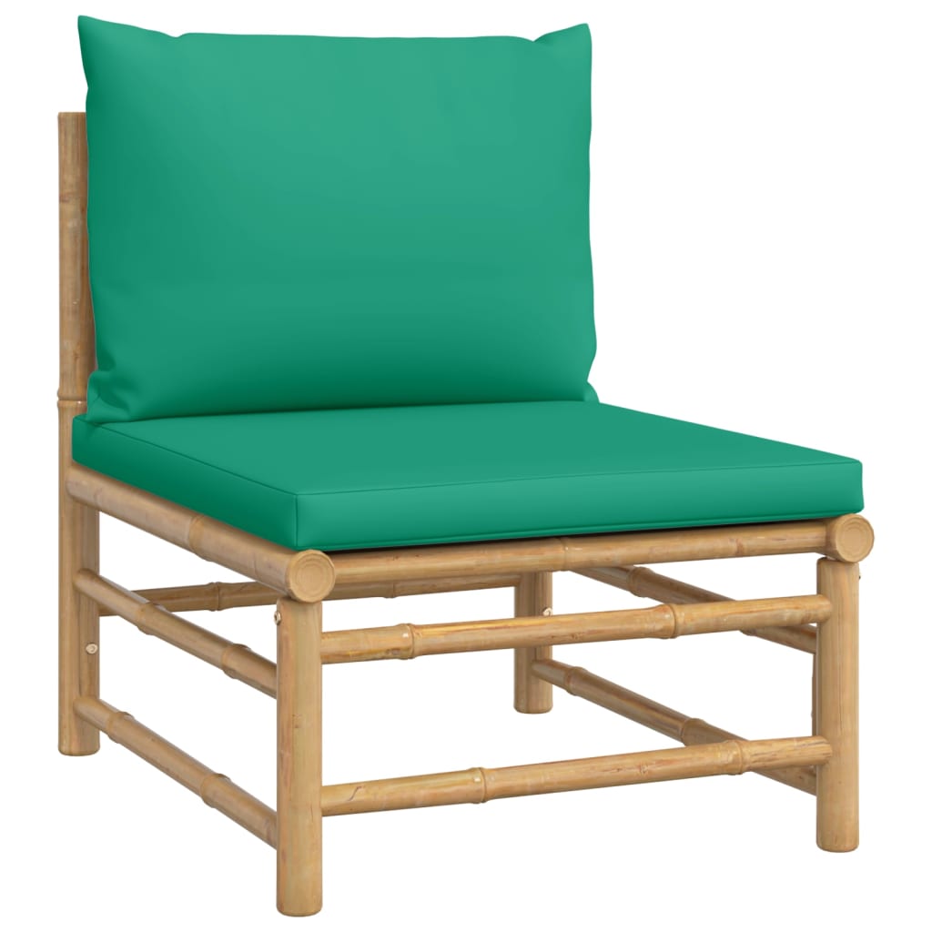 vidaXL 5dílná zahradní sedací souprava se zelenými poduškami bambus