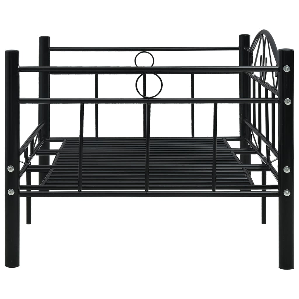 vidaXL Rám denní postele černý kovový 90 x 200 cm